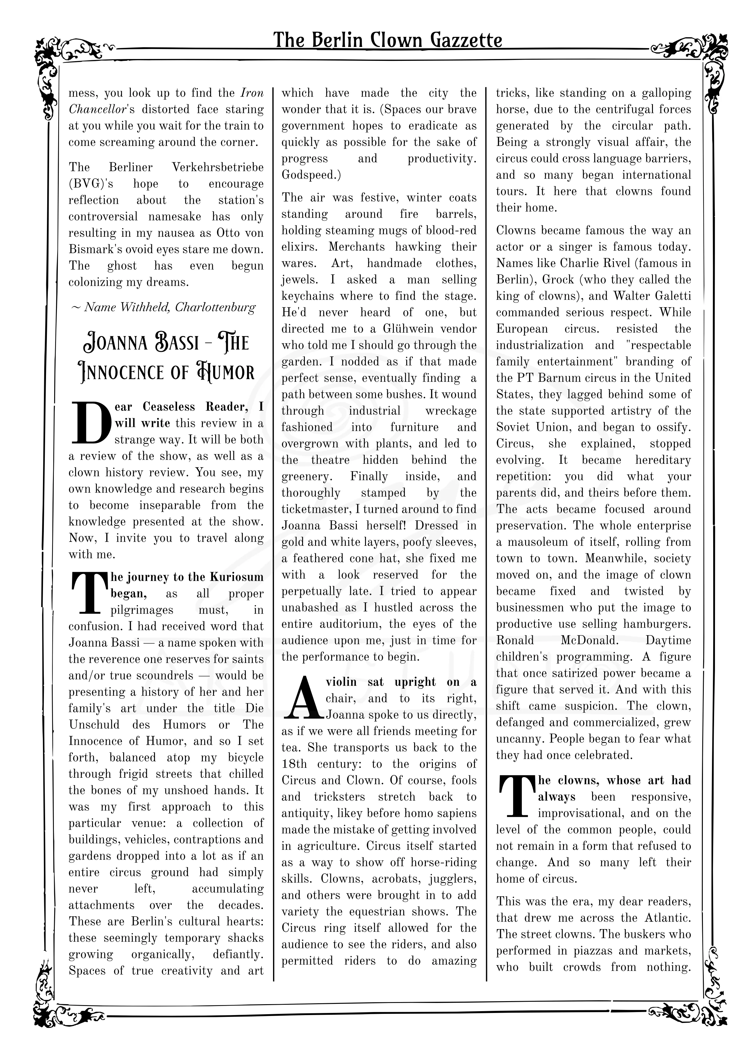 The Berlin Clown Gazzette Issue 1 — Page 3